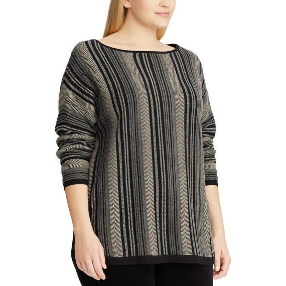 Chaps Elegant Striped Boatneck Sweater 