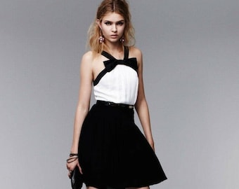 Prabal Gurung Halter Black And White Party Date Dress - Womens Us 6