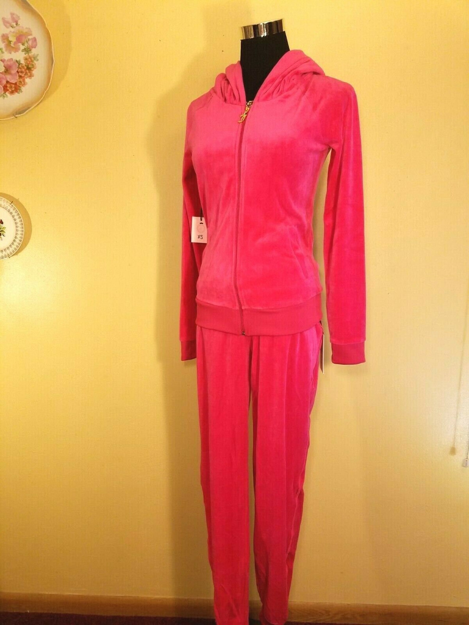 pink velour tracksuit set