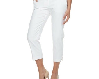 White Torie Midrise Straight-Leg Curvy Capri Pants