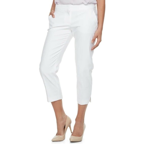 Buy White Torie Midrise Straight-leg Curvy Capri Pants Online in India 