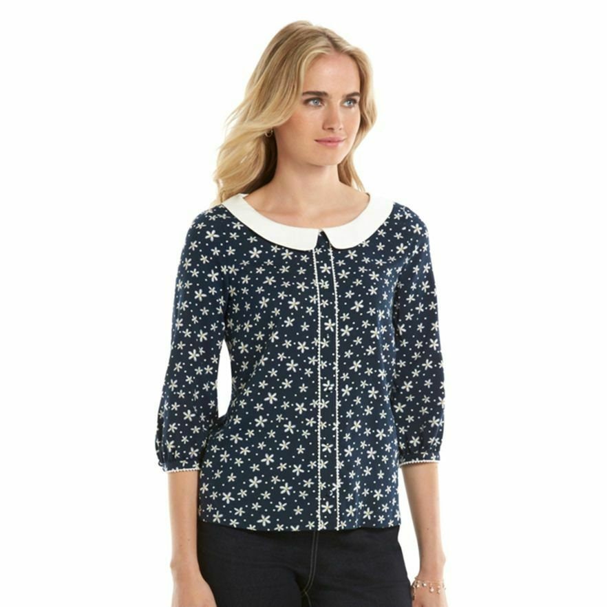Lc Lauren Conrad Disneys Minnie Mouse Star Blouse Navy Blue - Etsy Hong Kong