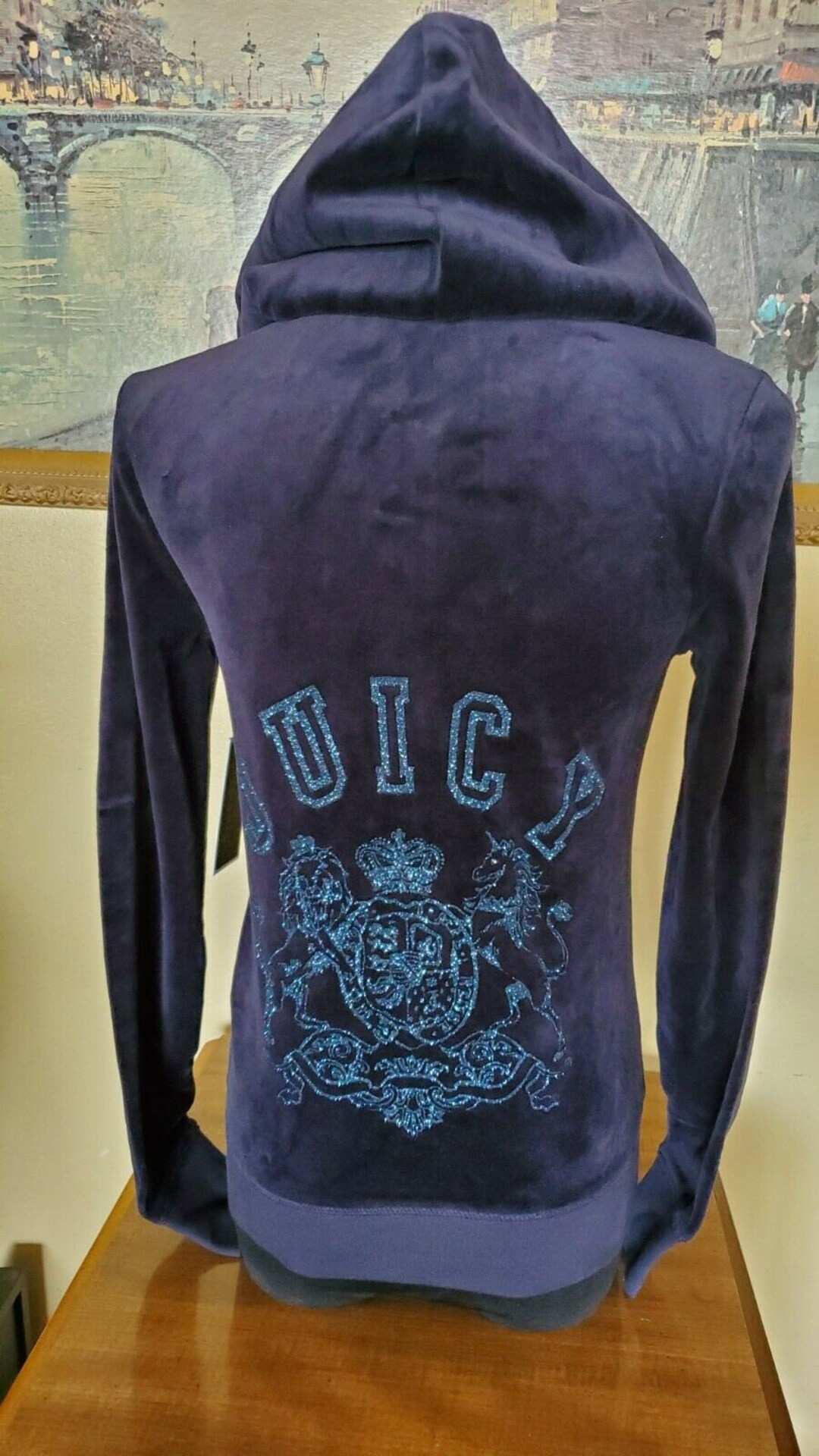 Juicy Couture Regal Blue Glitter Logo Velour Hoodie Xs - Etsy