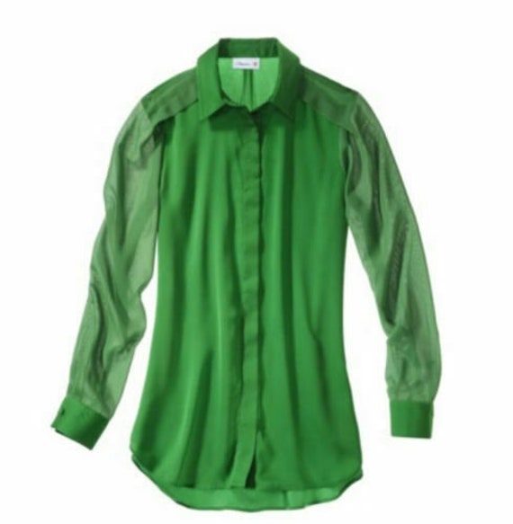 Green chiffon blouse sale