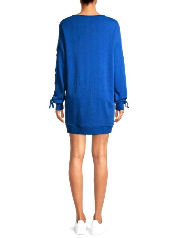 PSK Collective ROYAL BLUE Lace-up Long Sleeve Sweatshirt Dress