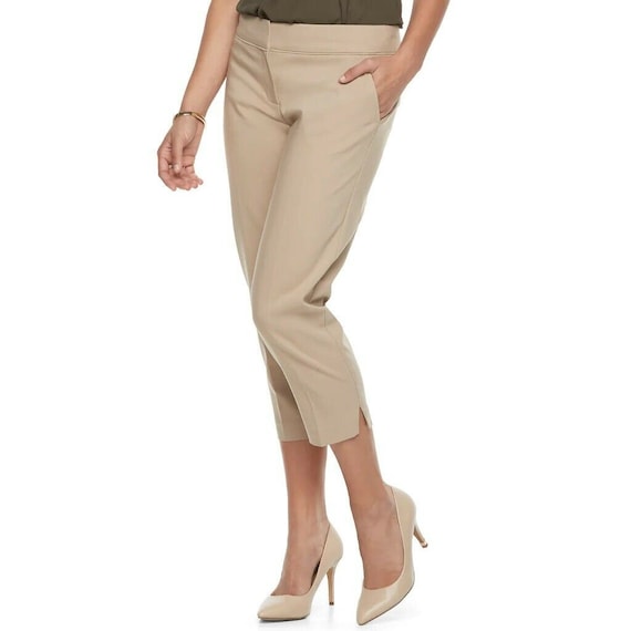 Apt. 9 Beige Torie Midrise Straight leg Capri Pants Womens Etsy