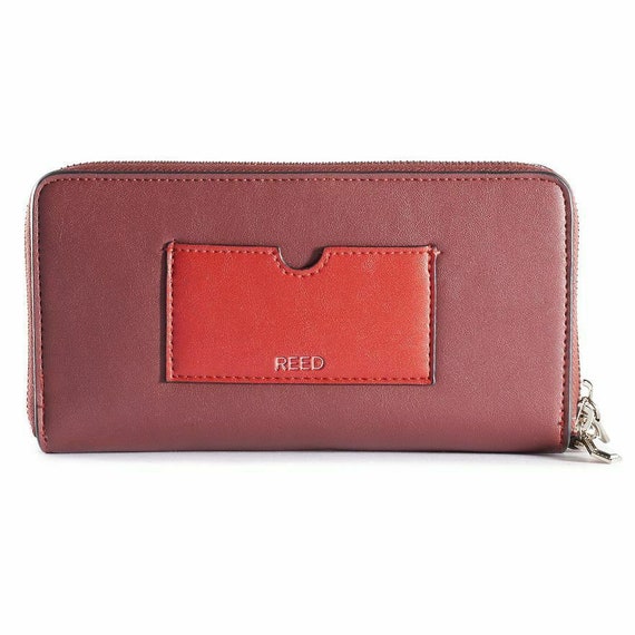 Reed Krakoff Red Colorblock Double Zipper Wallet 