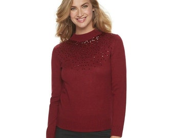 Juicy Couture Gradient-Sequin Sweater - Ruby Red - X-Large Xl