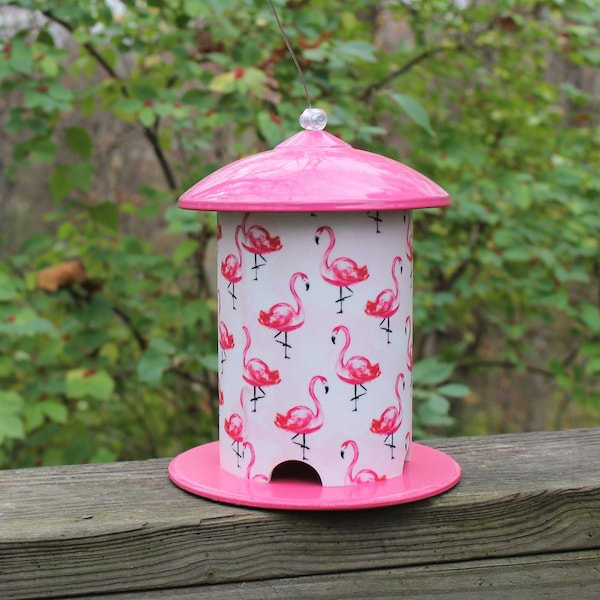 Pink Flamingo Custom Bird Feeder by BFG.  Great for Mother's Day, Birthday, Housewarming or Christmas.  Loved by Birds and Bird Lovers