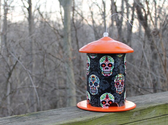 Sugar Skulls Bird Feeder By Bird Feeder Guy Halloween Day Etsy