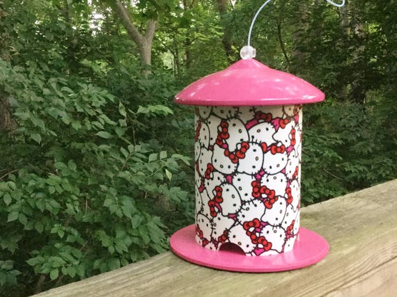 Hello Kitty In Pink Custom Bird Feeder By Bird Feeder Guy Etsy