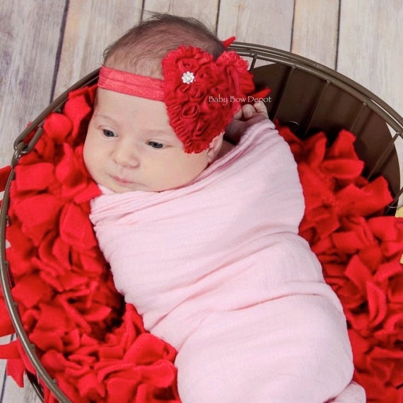 Wholesale TEN Red Heart Rhinestone Headbands