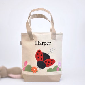 Fourre-tout moyen coccinelle | Cartable coccinelle| Sac fourre-tout pour enfants| Cartable de bibliothèque| Sac cadeau de Pâques | Kit grande soeur | Fête des coccinelles| Sac fourre-tout préscolaire