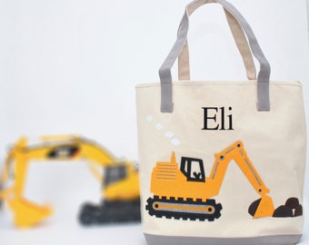 Bolsa grande de excavadora, bolsa para camión, bolsa de construcción, bolsa para excavadora, bolsa para niños en edad preescolar, regalo personalizado para niños, regalo de construcción, bolsa para niños