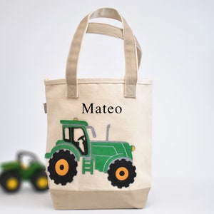 Tractor Tote| Personalized Boys Tote Bag| Green Tractor|John Deer Tractor|Boys Tote |Toddler Tote Bag| Preschool Tote bag|Library book bag