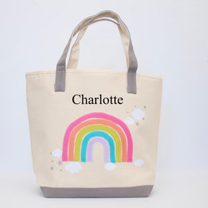 Large Rainbow Tote|Personalized Tote |Rainbow Nursery |Rainbow baby shower gift  |Kids Library bag