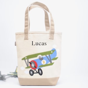 Sac fourre-tout avion | Fourre-tout personnalisé pour garçons |Sac vintage AirplaneTote pour garçons |Sac fourre-tout pour tout-petits| Sac fourre-tout préscolaire| Cartable de bibliothèque| Cabas Biplan