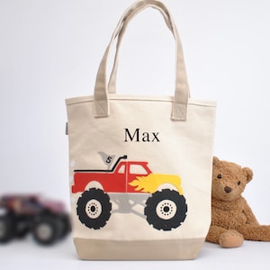 Monster Truck  Tote | Personalized Tote Bag |Kids Tote Bag|Boys Tote Bag|Kids Library Bag|preschool tote|Gifts for Grand Kids|