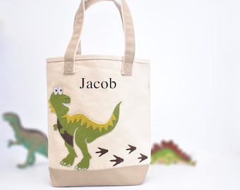 Dinosaur Tote Bag|Personalized Kids Tote| Dinosaur party| Kids Beach tote|T-rex Tote |Toddler Tote Bag| Preschool Tote bag|Library book bag