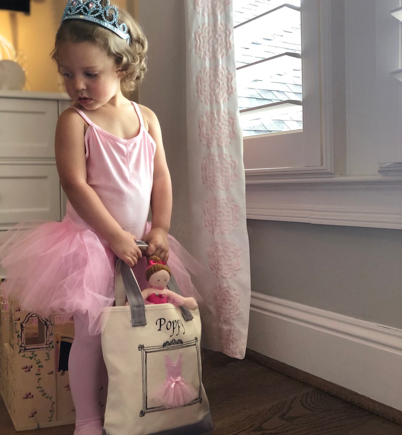 Small Ballerina Tote, Tutu Ballet Bag, Flower Girl Gifts, Personalized Gifts, Tutu Bag, Ballet Bag, Dance Bag, Personalized Girls Dance Bag image 2