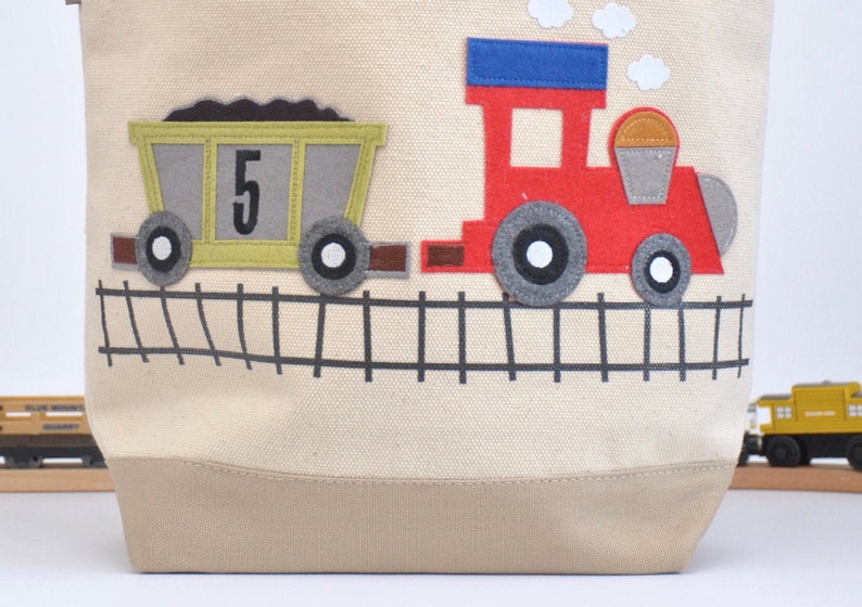 Medium Train Tote Bag personalized Train Totelibrary Etsy
