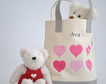 Small Hearts Tote, Valentine bag, valentine gift, valentine, kids valentine, personalized valentine, girlfriend gift