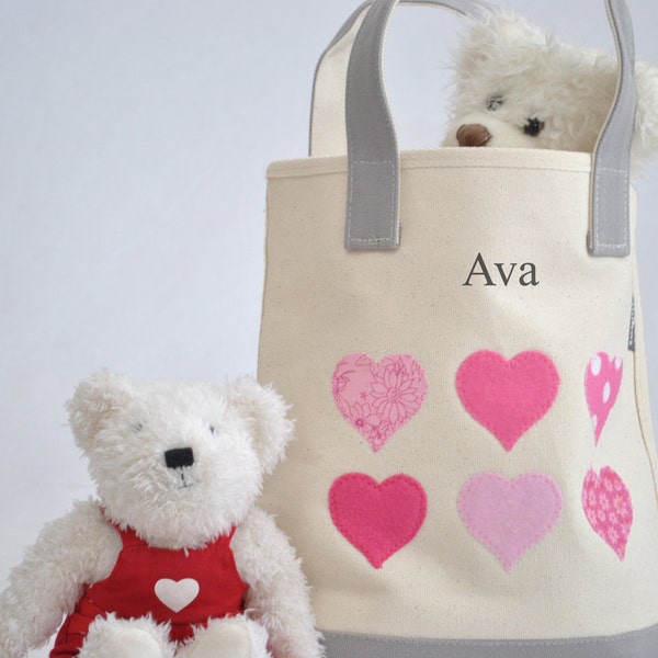 Small Hearts Tote, Valentine bag, valentine gift, valentine, kids valentine, personalized valentine, girlfriend gift