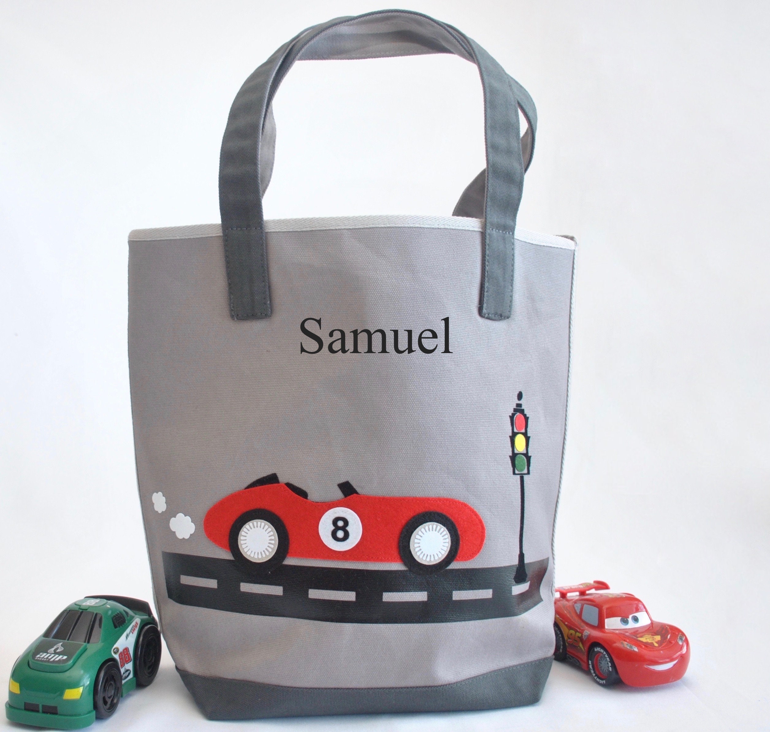 Gray Medium Car Tote Personalized Tote Bag Race Car Tote Etsy