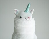 SALE The Unicorn Cat, OOAK clay and fabric handmade doll