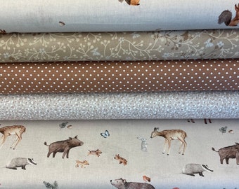 Fabric package forest animals beige-brown