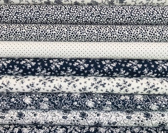 Fabric package Mix & Match in dark blue-white/old white