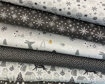 Christmas fabric package in grey-anthracite/silver