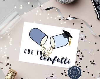 Pharmacy Graduation Pill Confetti Printable Greeting Card | Nursing Graduation | PharmD Pharm Intern Grad Party Printable Instant Download