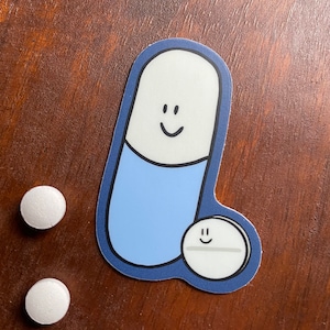 Best Friends Caps and Tab Pharmacy Sticker | 2 in. by 2 in. Pharmacy Tech  Pharmacy Intern Gift  Dishwasher Safe Sticker
