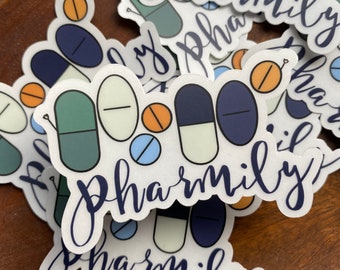 Pharmily Clear Vinyl Sticker: Pharmacy Gift (3" x 1.98")