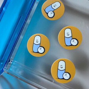 Tiny Pill Friends Pharmacy Sticker | 1 in. by 1 in. Pharmacy Technician Pharmacist Pharmacy Intern Gift Pharmacy Dishwasher Safe Sticker
