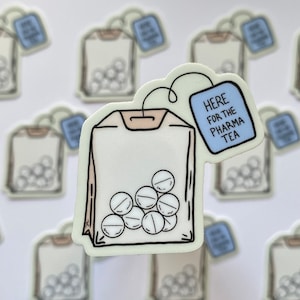 Pharma-Tea Sticker | 2&quot; x 1.5&quot; | Pharmacy Technician Pharmacist Pharmacy Intern | Funny Pharmacy Sticker