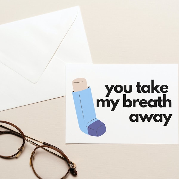 You Take My Breath Away Valentines Day Printable Card | Health Care Pharmacy Pulmonology Funny Valentine Instant Download