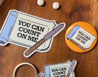 You Can Count on Me 3 Piece Pharmacy Appreciation Gift Sticker Keychain and Pin Pharmacy Technician Pharmacist Pharmacy Intern Gift