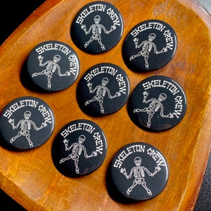 Skeleton Crew Pharmacy Steel Back Button Pin | 1.5 in. by 1.5 in. Pharmacy Technician Pharmacist Pharmacy Intern Gift