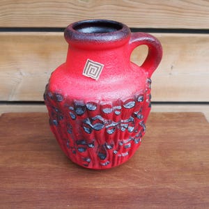 Vintage Red and Black Carsten Vase Jug West Germany