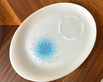Fire King Blue Mosaic Plate for Snack Set 3 available