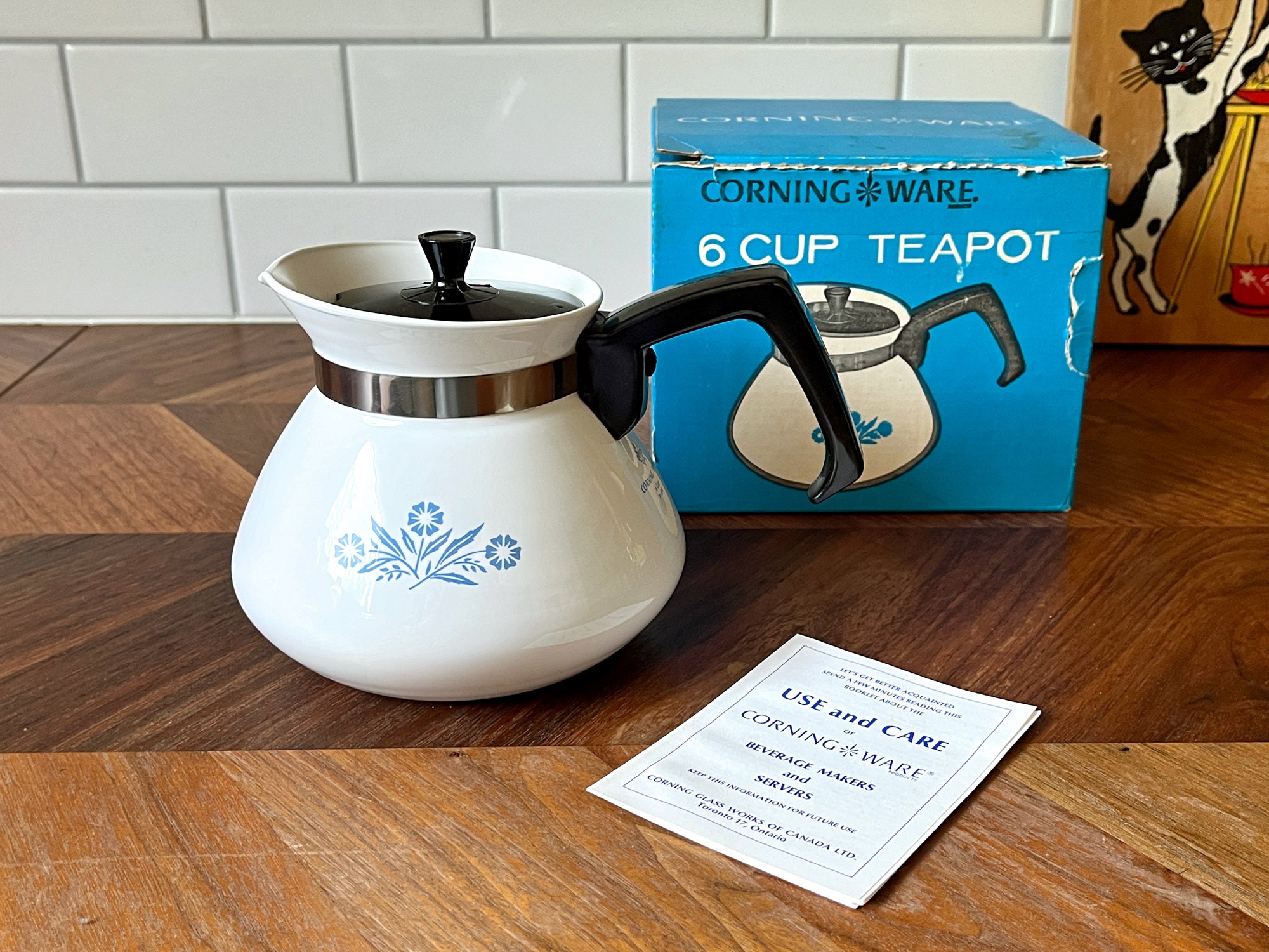 Blue Cornflower Corning Ware Cup Teapot Vintage Corning Ware