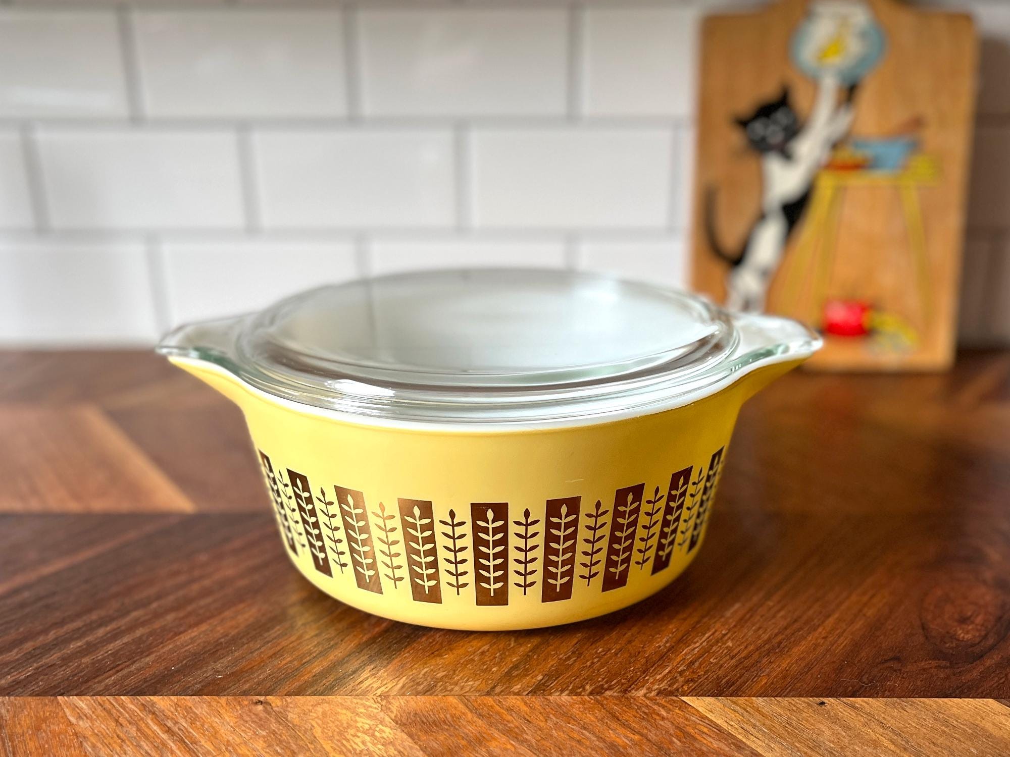 Vintage Pyrex Gold on Yellow Gourmet Casserole With Lid #475