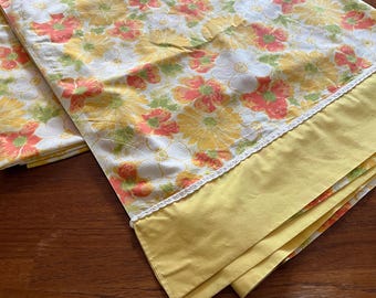 Vintage Dan River Inspiration Yellow Floral Double size Flat Sheet