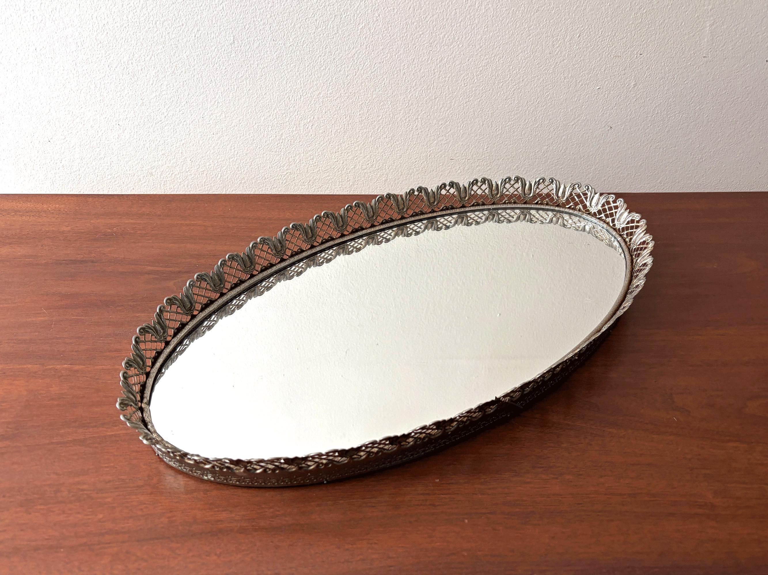 Plateau de service Art Déco - Miroir gravé - Décoration