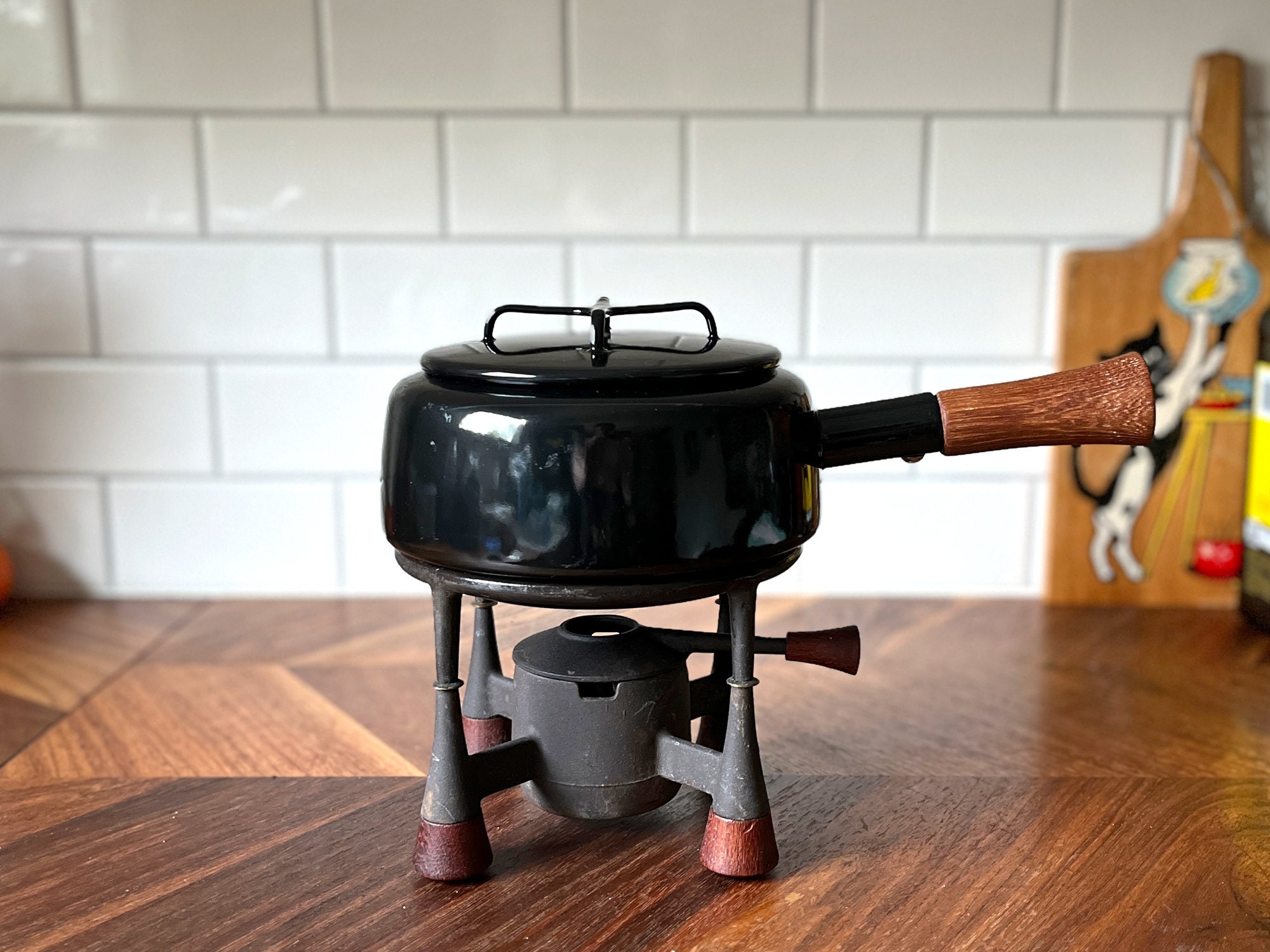 Vintage DANSK Kobenstyle Black Fondue Pot With Stand - Etsy