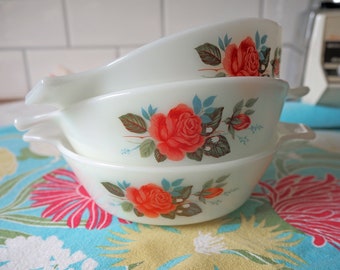 Vintage JAJ Pyrex Cottage Rose Small Casserole #663 no lid 3 available