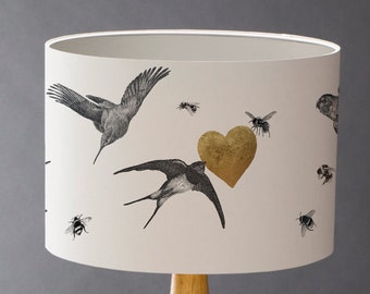 Birds & Bees Medium Drum Lampshade