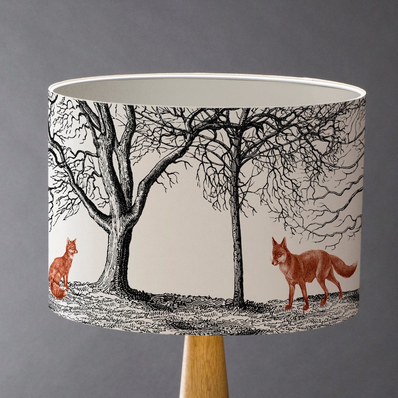 Foxes Small Drum Lampshade image 1